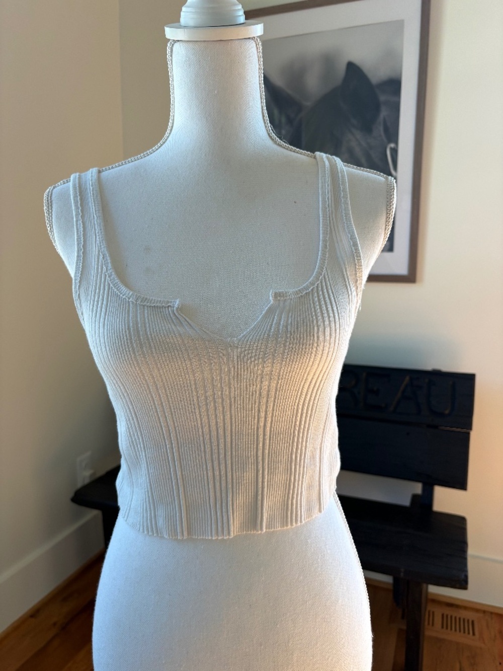 BDG Cropped White Tank Top